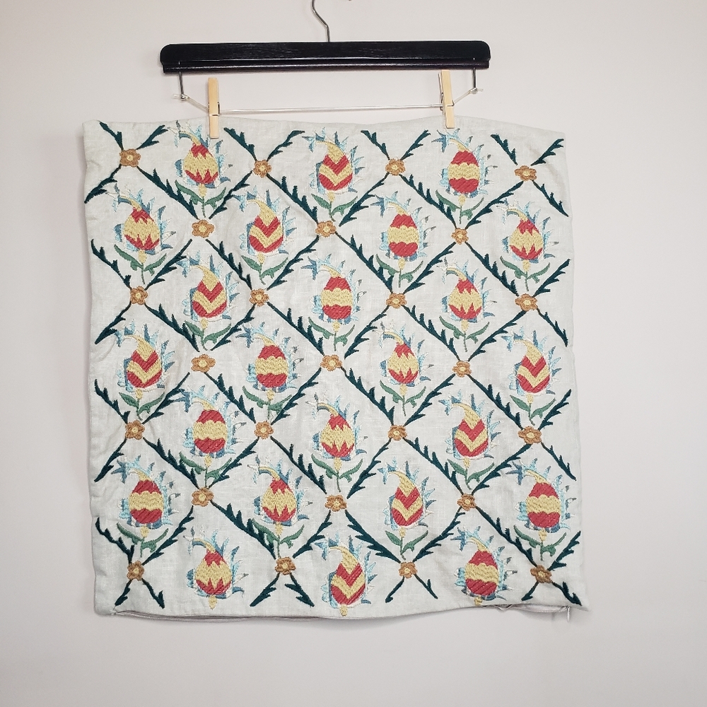 Pottery barn embroidered throw pillow case